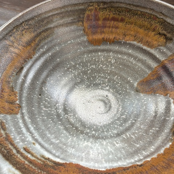 Ceramic Round Footed Bowl Multi-use decor,planter,serving,pewter gray/brown/rust - Picture 8 of 10